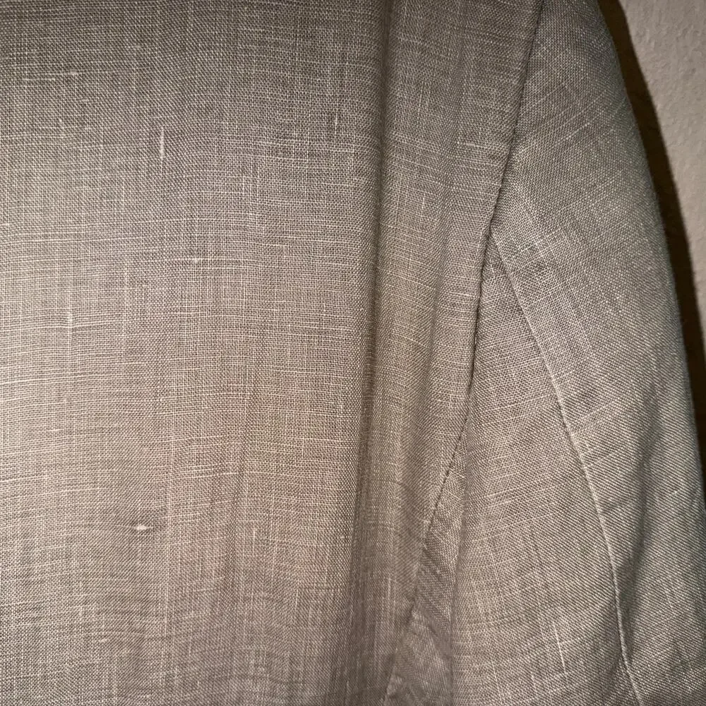 Calvin Klein 100% Linen Blazer 44R Khaki Lightweight Jacket - Picture 4 of 9